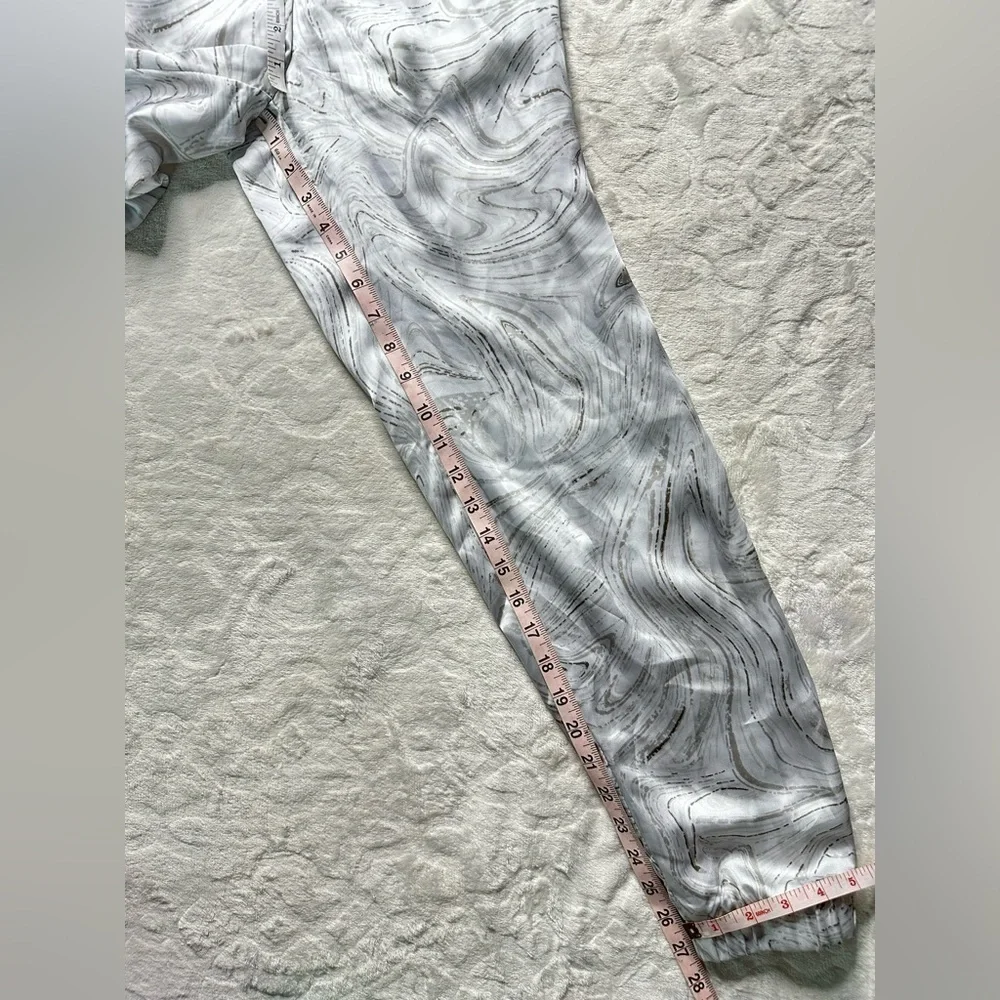 Caramela Marble Print Satin Halter Top Jumpsuit in White and Gray Womens Small